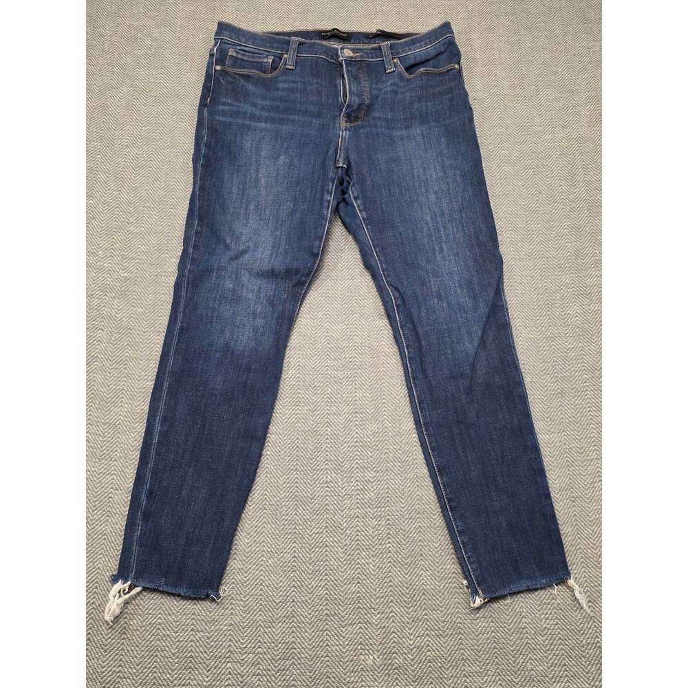Banana Republic Mid Rise Skinny Jeans Dark Wash Raw Hem 29 Petite Washwell